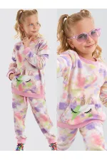 Unicorn Batik Desenli Kız Çocuk Eşofman Takım