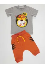 Yo Kaplan Erkek Çocuk T-shirt Kapri Şort Takım