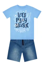 Let's Play Erkek Çocuk T-shirt Denim Şort Takım