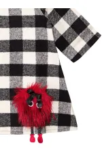 Ponpon Kız Çocuk Ekose Elbise