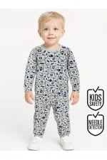 Super Dino Baby Boy Grey Pajama Set