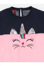 Payetli Catcorn Kız Çocuk Elbise