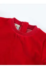 İkiz Geyik Kız Kadife Kırmızı Yılbaşı Elbisesi