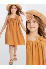Robe jaune à manches fleuries pour fille