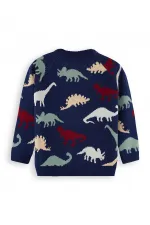 Dinosaurs Boys' Navy Blue Knitted Sweater