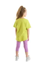 Cool Unicorn Kız Çocuk T-shirt Lila Tayt Takım