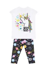 Uzayda Unicorn Kız Çocuk T-Shirt Tayt Takım