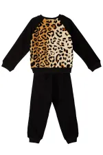 Peluş Leopar Kız Çocuk Eşofman Takımı