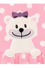 Ayıcık Kız Bebek Puantiyeli Pembe Elbise