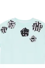 Çiçekler Kız Çocuk Mint Kazak