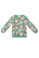 Pembe Çiçekli Kız Bebek Yeşil Eşofman Takımı