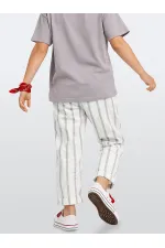 Pantalon rayé tissé simple