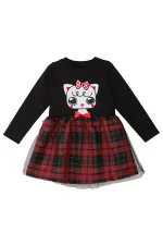 Robe de petite fille à motif chaton