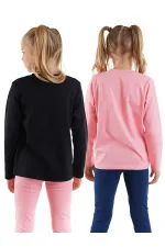 Lot de 2 t-shirts noirs et roses pour filles