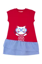 Robe rouge pour fille avec volants de chat