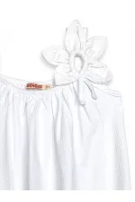Robe blanche à manches fleuries pour fille