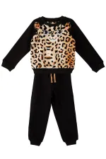 Peluş Leopar Kız Çocuk Eşofman Takımı