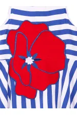 Robe de demoiselle d'honneur rayée à motif coquelicot