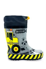 Bottes de pluie grises pour garçons, motif véhicules de chantier