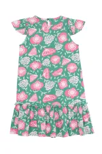 Robe verte à volants pour demoiselle d'honneur rose