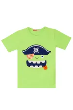 3D Yeşil Korsan Çocuk T-shirt Şort Bandana Takım