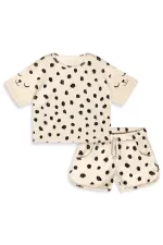 Ensemble short et t-shirt en éponge à imprimé léopard pour fille