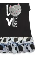 Puantiye Kedi Kız Çocuk Balon Elbise