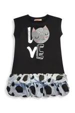 Puantiye Kedi Kız Çocuk Balon Elbise