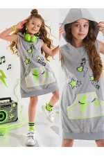We Rock Grey Melanj Kapüşonlu Kız Çocuk Elbise