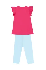Fırfırlı Kedicik Kız Çocuk T-shirt Tayt Takım
