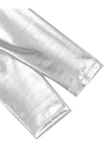 Leggings argentés métallisés brillants pour filles