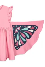 Robe rose à manches papillon pour fille