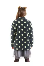 Beyaz Puantiye Kız Çocuk Füme Mont Palto