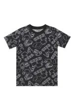 Araba Erkek Çocuk Siyah T-Shirt Kapri Şort Takım