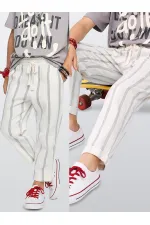 Pantalon rayé tissé simple