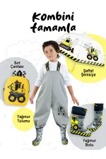 Bottes de pluie grises pour garçons, motif véhicules de chantier