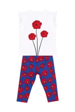 Ensemble t-shirt et legging pour fille à motif coquelicot rouge