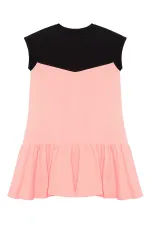 Robe saumon noire à motif licorne florale pour fille