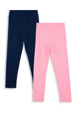 Navy Blue and Pink Girls' 2-Pack Leggings