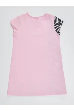 Fırfırlı Zebra Kız Çocuk Pembe Elbise