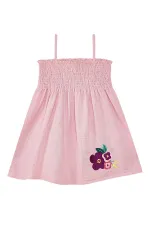 Çiçekli Gülkurusu Kız Baby Çocuk Müslin Askılı Lastikli Yazlık Elbise