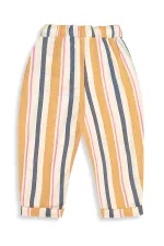 Pantalon unisexe rayé rose moutarde pour enfants