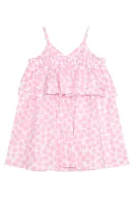 Pembe Puantiye Kız Çocuk Poplin Elbise