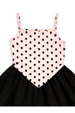 Robe de fille à pois roses et noirs