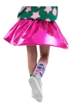 Girl's Dark Pink Metallic Shiny Skirt