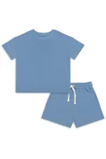 Oversize Mavi Unisex T-shirt Şort Takım