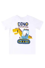 Dino Kazı Erkek Çocuk T-shirt Kamuflaj Şort Takım
