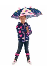 Kalpli Unicorn Kız Çocuk Lacivert Şemsiye