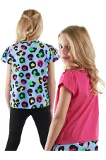 Kız Çocuk Siyah Leopar 2'li T-shirt Takım