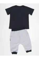T-rex Info Erkek Çocuk T-shirt Kapri Şort Takım